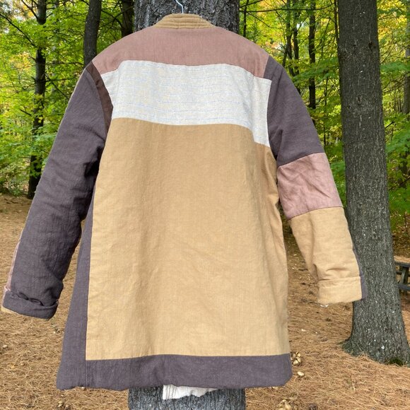 100% CottonLinen Patchwork Quilted Versatile Autumn/Winter Coat, OS,Fall Colors - Picture 12 of 15